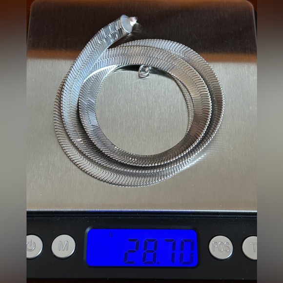 Vintage Men’s 925 Sterling Silver 7mm Wide Herringbone Chain Necklace 20” 28g - Picture 13 of 16